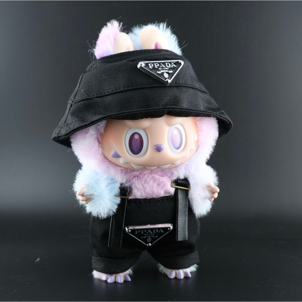 Prada Black Hat & overalls. Doll not included. I have labubus for sale!
